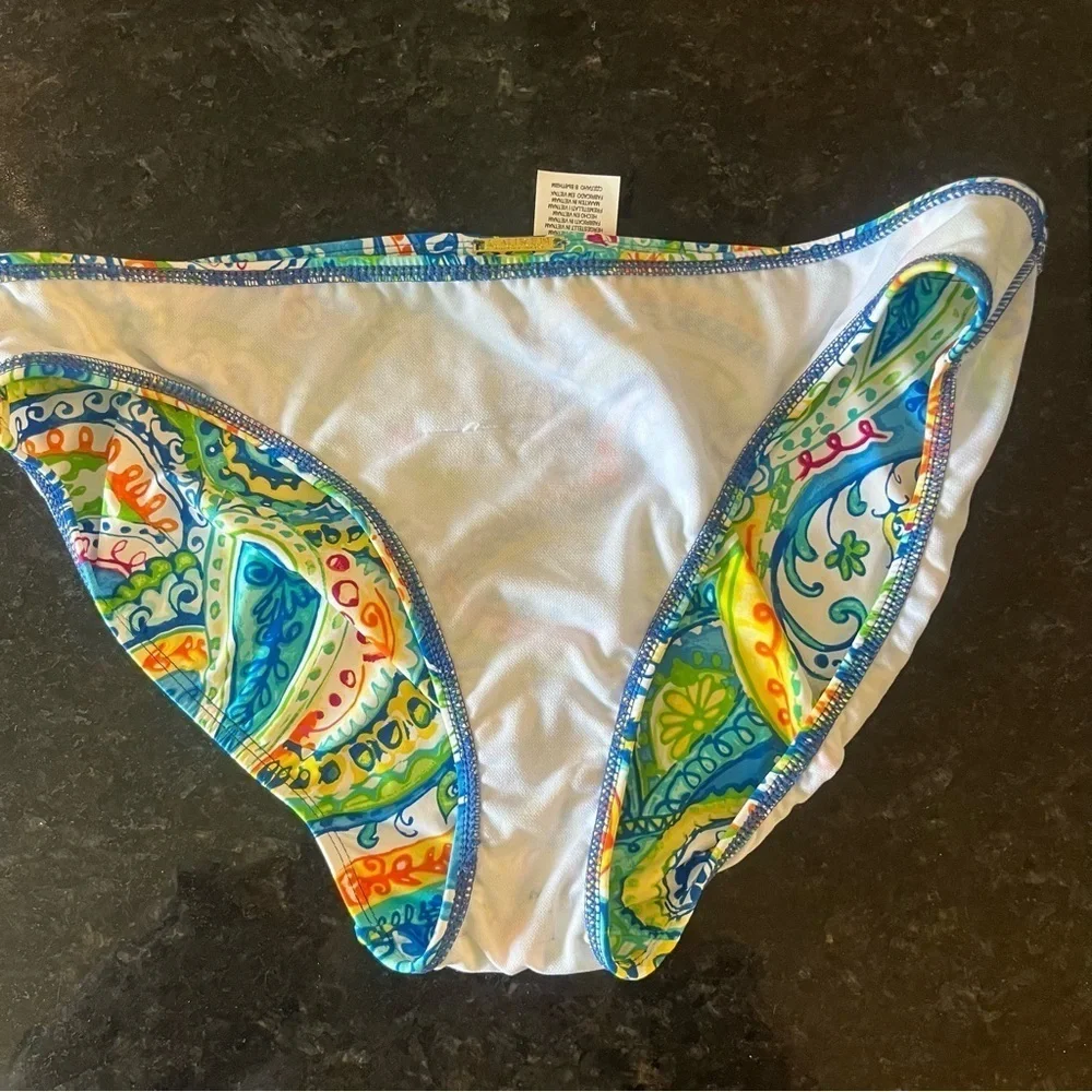 Lauren Ralph Lauren Paisley Aqua Blue Green Bikini Bottom Size 12